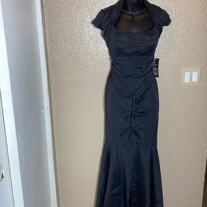 Betsy & Adam black choker mermaid gown 14 (check measurements)